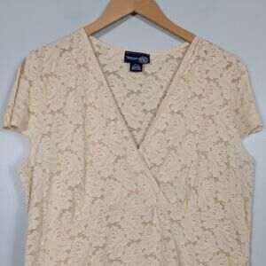 Y2K Lace Top 14 16 Cream Vintage Babydoll Fairy Boho Hippie Retro Cottage Ivory